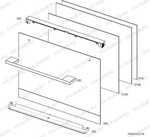 Взрыв-схема плиты (духовки) Electrolux EKM6770BOX - Схема узла Door